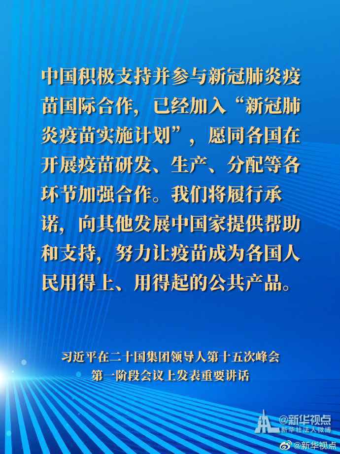 习近平在二十国集团领导人第十五次峰会第一阶段会议讲话要点