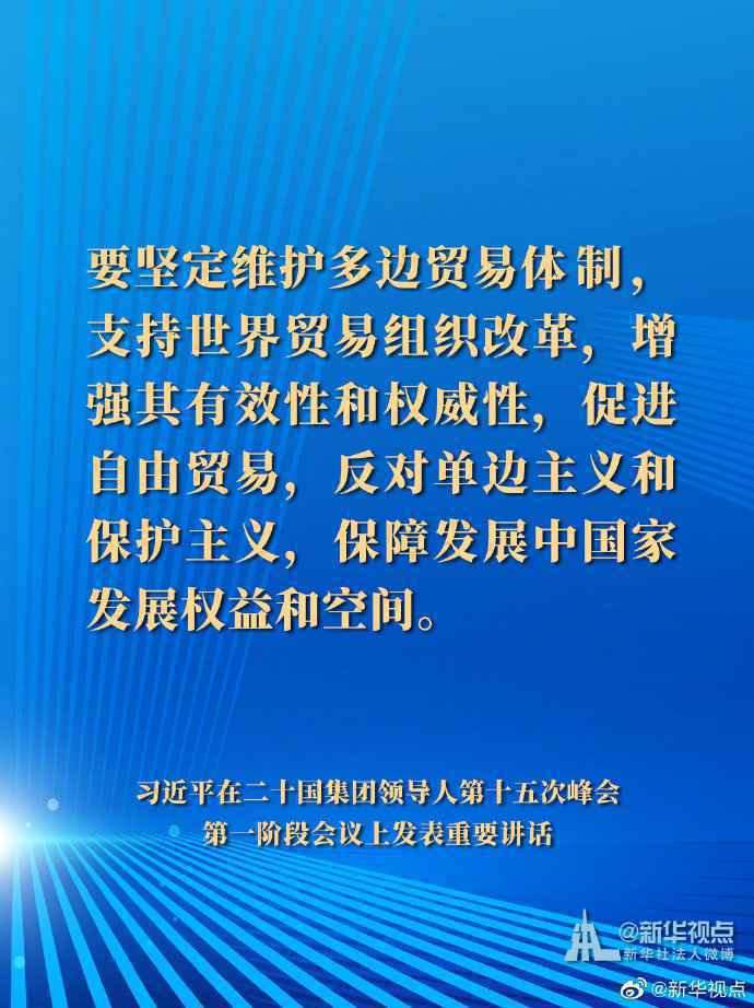 习近平在二十国集团领导人第十五次峰会第一阶段会议讲话要点