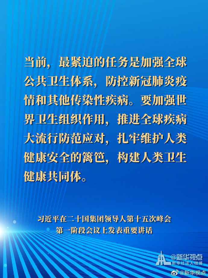 习近平在二十国集团领导人第十五次峰会第一阶段会议讲话要点