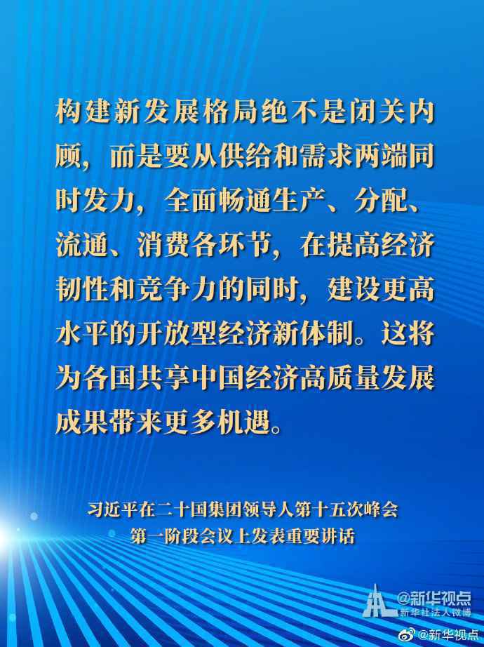 习近平在二十国集团领导人第十五次峰会第一阶段会议讲话要点