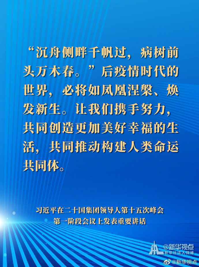 习近平在二十国集团领导人第十五次峰会第一阶段会议讲话要点